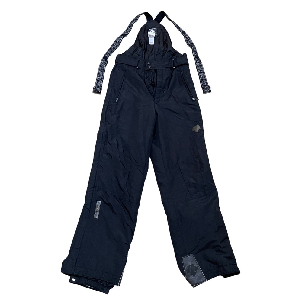 Vintage Descente Mens Ski‎ Pants Black 32R Insulated Snow Bibs Suspender Straps